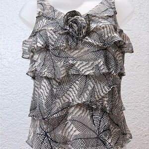 Monochrome Leaf Print Blouse